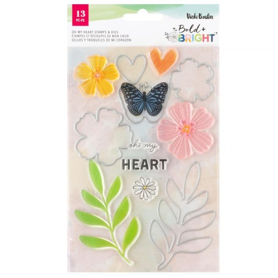  Vicki Boutin - Ensemble Estampes et Dies collection Bold + Bright «Oh My Heart»  13 pcs